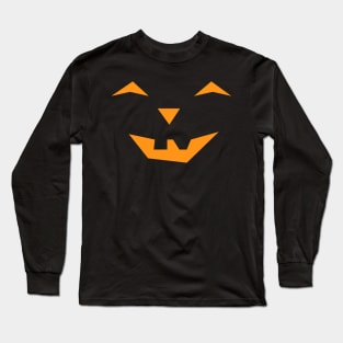 Laughing Halloween Pumpkin Face on Black Background Long Sleeve T-Shirt